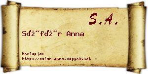 Sáfár Anna névjegykártya
